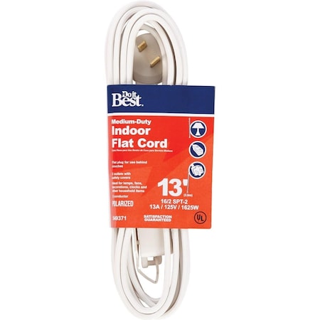 All-Source SPT-2 Extension Cord, 16 AWG, Indoor, 16/2, 3 Outlets, White, 13 ft INF-PR2162-13-WH